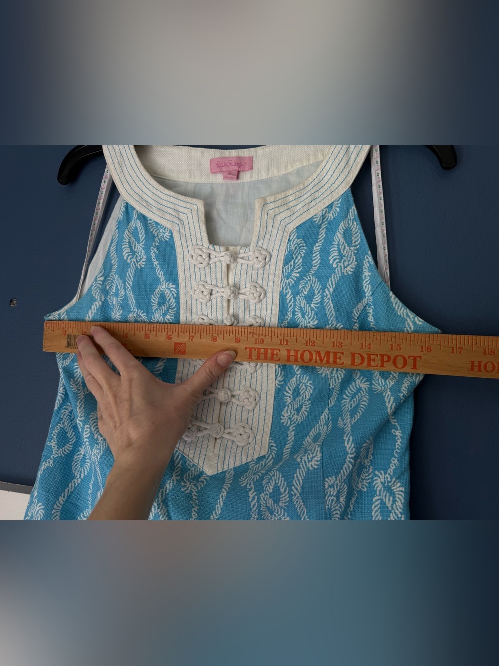 Lilly Pulitzer Row Your Boat Blue and White Rope Print Sleeveless Shift Dress - Picture 12 of 14